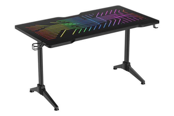 DT420 RGB gaming desk, tempered glass, cable management